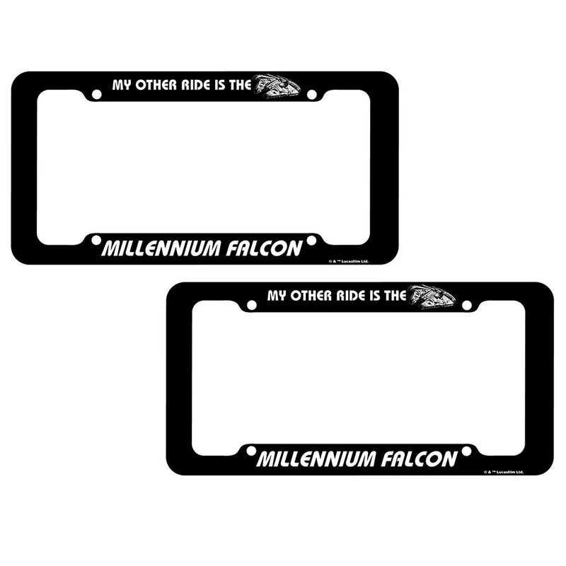 Chroma Star Wars License Plate Frame: Plastic Car License Plate Covers and Frames, Millennium Falcon, 2 Pack - Image 1